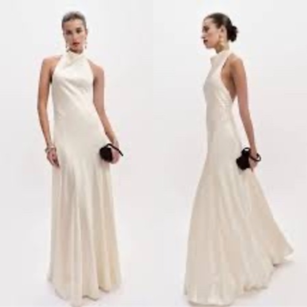 Reformation Roy Satin Maxi Dress Ivory Brand New - Picture 4 of 13